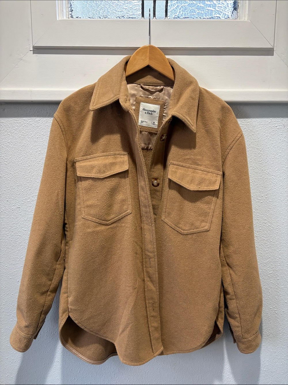 Abercrombie & Fitch Tan Utility Shacket with Chest Pockets